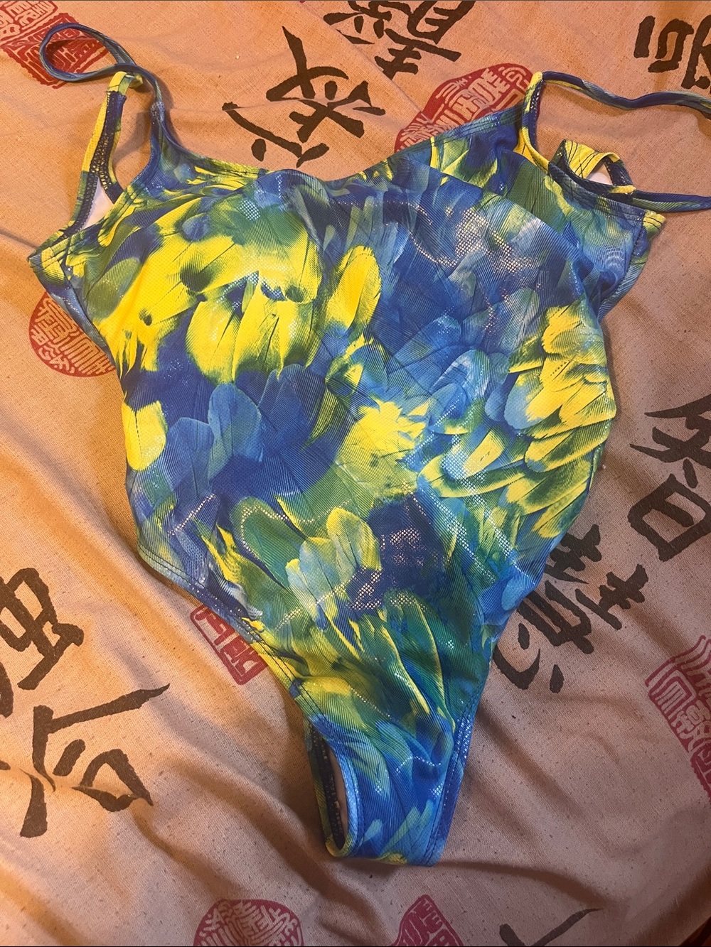 Womens' Blue & Yellow Floral One-Piece Swimsuit
